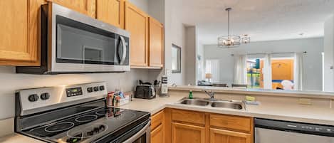 Fridge, microwave, oven, dishwasher