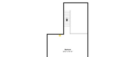 A bedroom layout with dimensions 20'2' x 19'10'.
