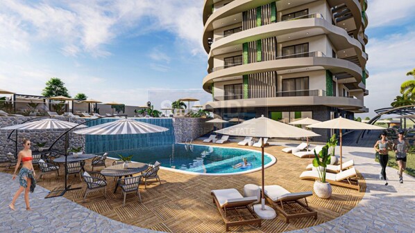 Alberca techada y alberca al aire libre