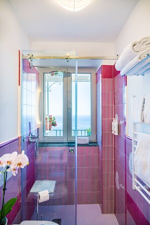 Douche, séchoir à cheveux, serviettes fournies