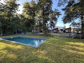 Outdoor pool, pool loungers