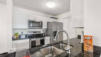 Fridge, microwave, dishwasher, blender