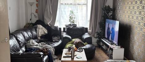 Smart TV, books, music library, stereo