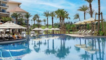 Indoor pool, seasonal outdoor pool, lifeguards on site