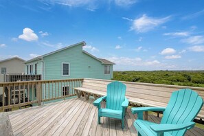 Terrace/patio - Just Add Water | 400 ft to the beach | Hot Tub, Dog Friendly, and Community Pool (Nags Head)