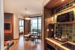 Apartment, 2 Bedrooms, Private Pool | Private kitchen | Fridge, microwave, stovetop, cookware/dishes/utensils
