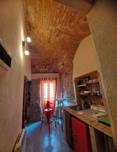 The typical 18th century Ligurian tower terrace in the quaint village