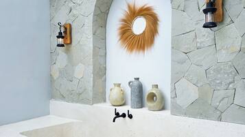 Villa, Pool View | Bathroom | Hair dryer, towels