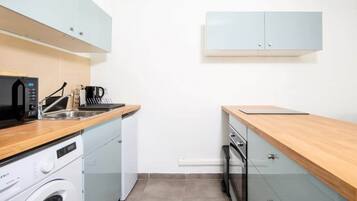 Fridge, microwave, oven, electric kettle