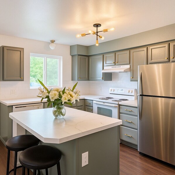 Microwave, stovetop, dishwasher
