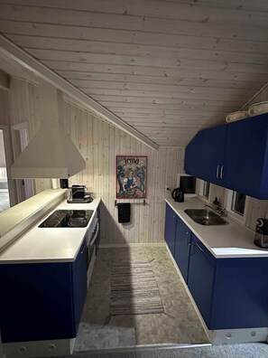 Fridge, microwave, oven, electric kettle