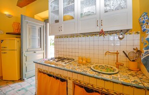 Fridge, stovetop, coffee/tea maker