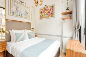 Apartment, City View | Hypo-allergenic bedding, pillowtop beds, in-room safe