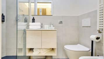 淋浴设施、吹风机、毛巾、肥皂