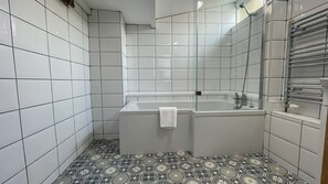 Hair dryer, towels, toilet paper
