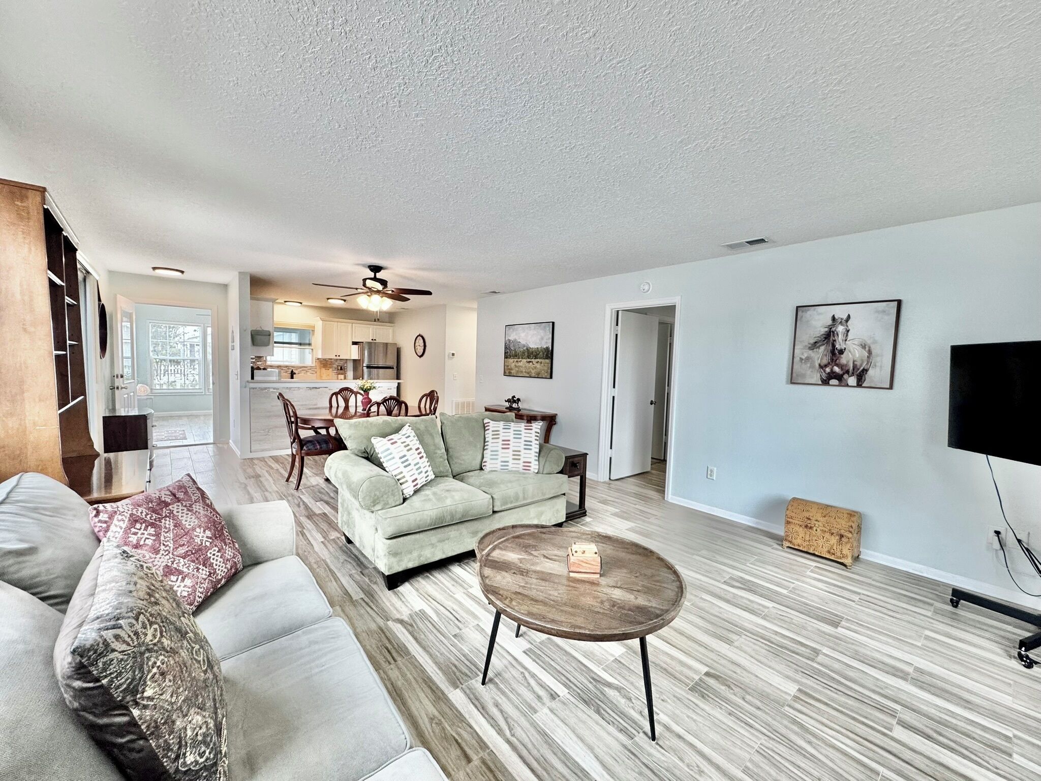 Open Concept: Living Room, Dining and Kitchen