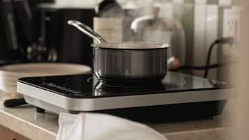 Fridge, microwave, coffee/tea maker, electric kettle