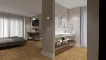 Minibar, Zimmersafe, Schreibtisch, laptopgeeigneter Arbeitsplatz