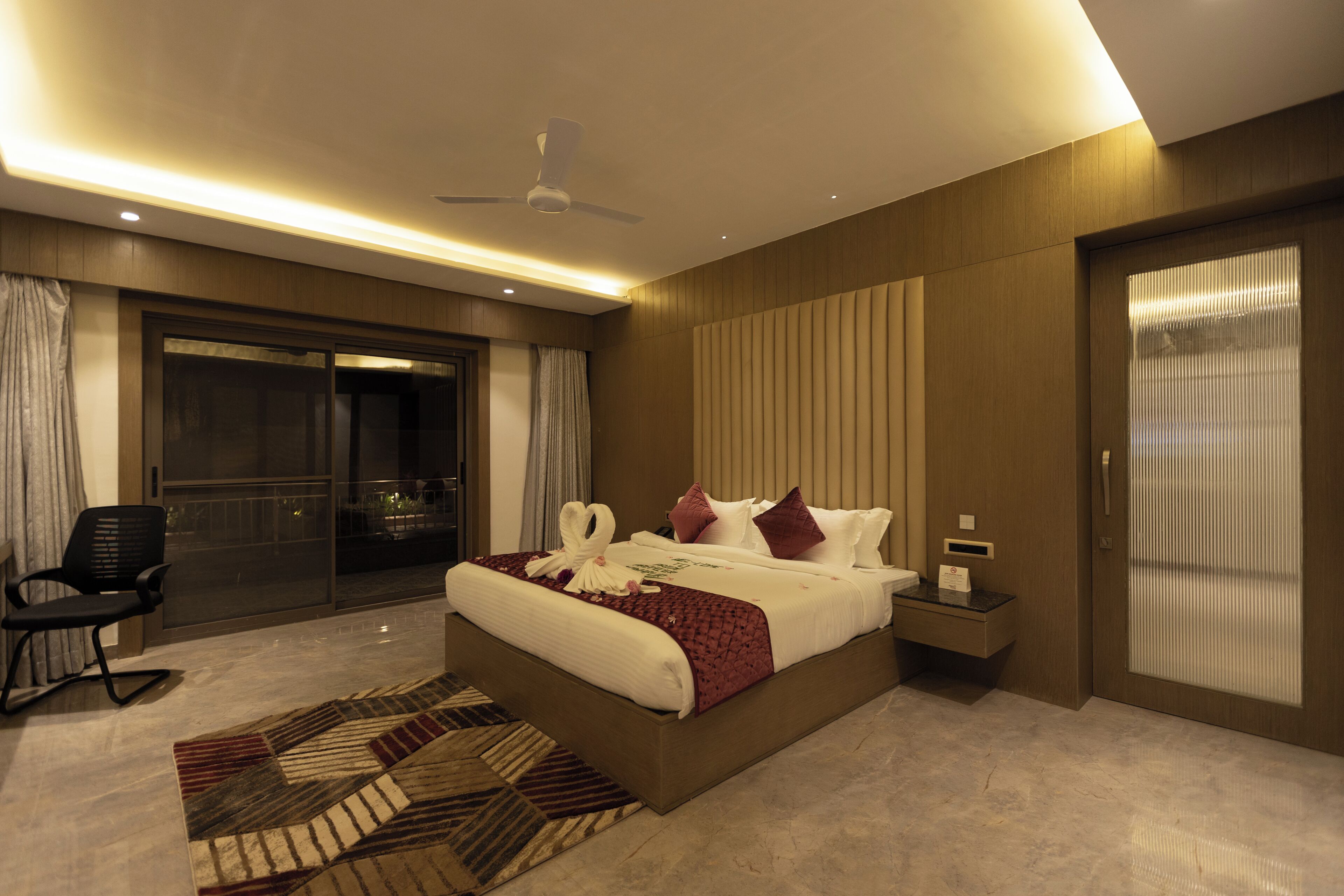 Family Double Room, Balcony, Garden View | In-room safe, desk, laptop workspace, iron/ironing board