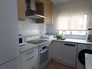 Fridge, microwave, oven, dishwasher