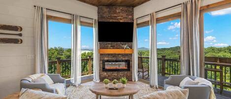 TV, fireplace, video games