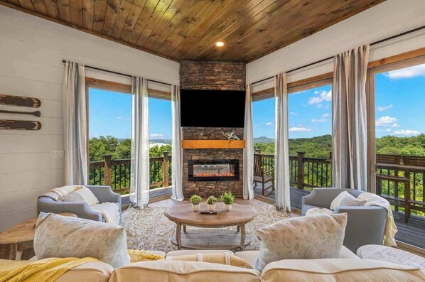 TV, fireplace, video games