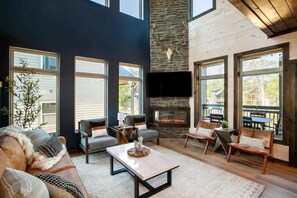 TV, fireplace, video games