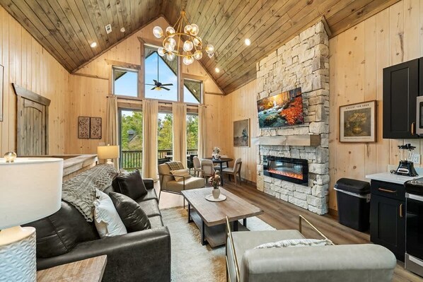 TV, fireplace, video games
