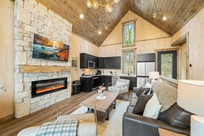 TV, fireplace, video games