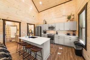 Fridge, microwave, oven, stovetop - Bearfoot Cabin • Hot Tub • Near Parkway • Sleeps 7 (Smoky Mountains)