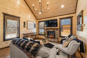 TV, fireplace, video games