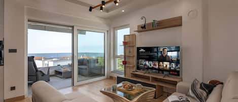 Standard Apartment, Multiple Bedrooms (Seaview Apartment Kostrena Two) | Living area | 21-inch Smart TV with digital channels