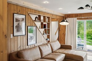 Una Smart TV, una chimenea, videojuegos, libros