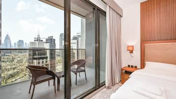 Suíte estúdio luxo, 1 cama Queen, sacada, vista para a cidade | Terraço/pátio