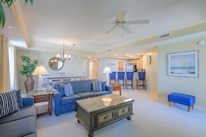 Condo, 3 Bedrooms | Living area - Ocean Front, 1602 Royale Palms 3 Bedroom Condo (Myrtle Beach)