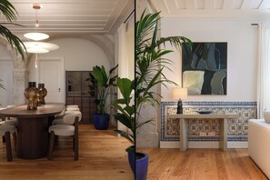 Superior Apartment, 2 Bedrooms | Living area | 50-inch flat-screen TV with cable channels