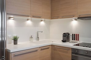 Exclusive Apartment, Mountain View | Private kitchen | Full-sized fridge, microwave, oven, stovetop - Vouliagmeni Exclusive Residence (Vouliagmeni)