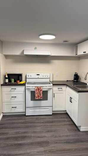 Microondas, horno y placa de cocina