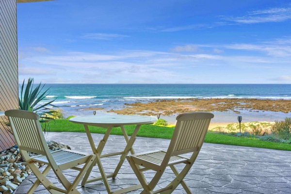 Private beachfront patio with uninterrupted views