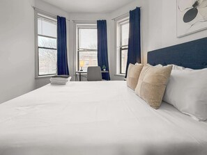 4 bedrooms, iron/ironing board, travel crib, bed sheets