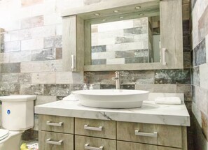 Shower, hair dryer, soap