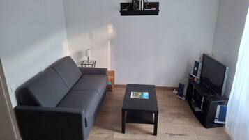 TV, DVD player, books, stereo