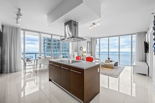Presidential Apartment, 2 Bedrooms, Private Pool, Ocean View | Living area | 150-inch Smart TV with satellite channels, Netflix, streaming services