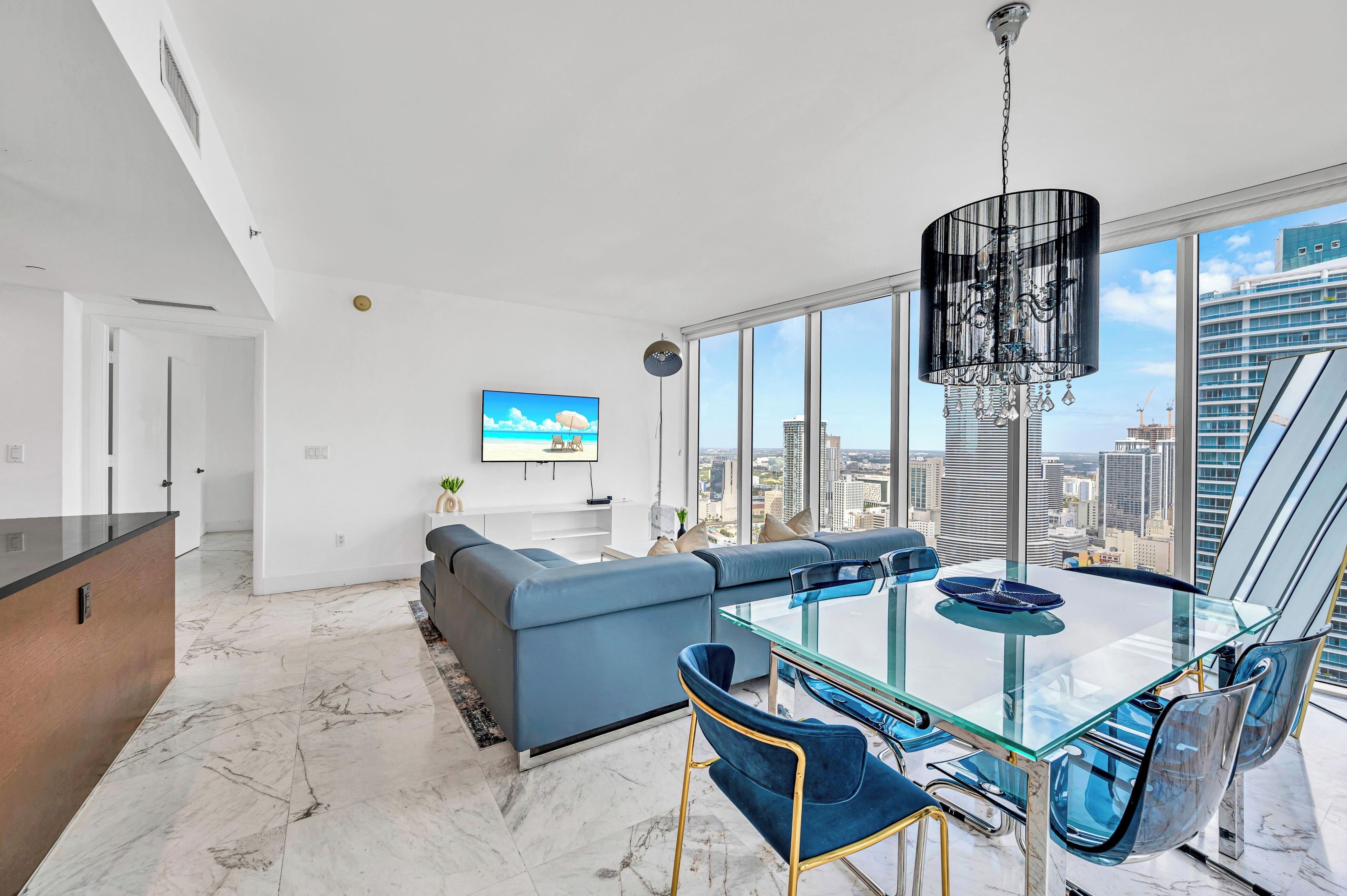 Royal Apartment, 2 Bedrooms, Private Pool, Ocean View | Living area | 150-inch Smart TV with satellite channels, Netflix, streaming services