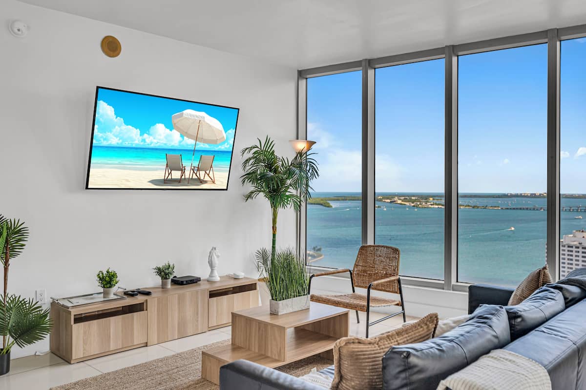 Presidential Apartment | Living area | 150-inch Smart TV with satellite channels, Netflix, streaming services