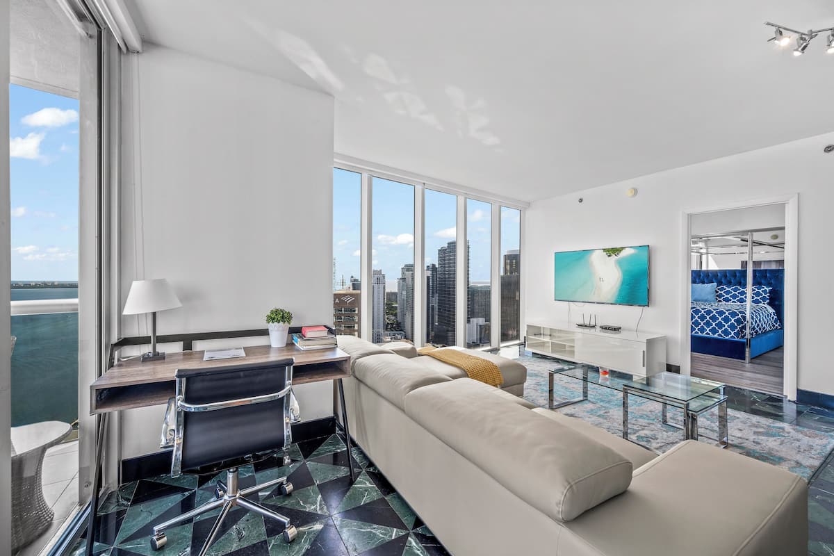 Presidential Apartment, 2 Bedrooms, Private Pool, Ocean View | Living area | 150-inch Smart TV with satellite channels, Netflix, streaming services