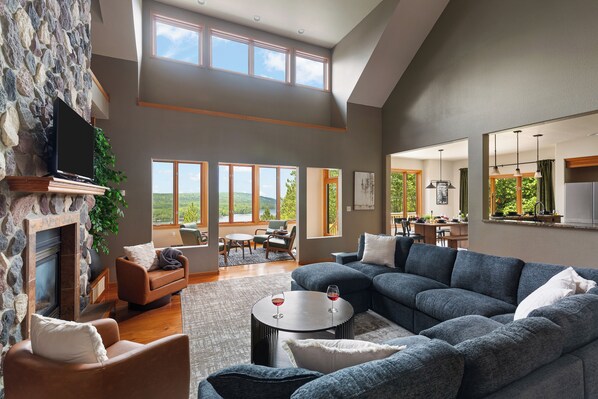 Smart TV, fireplace, video games, table football