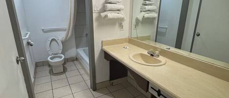 Room, 2 Queen Beds | Bathroom | Towels, soap, toilet paper