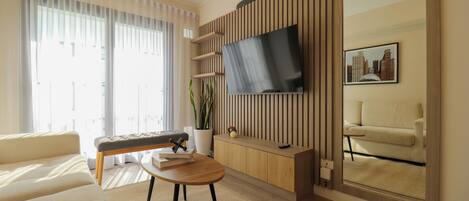 Appartement, balcon, vue ville | Coin séjour