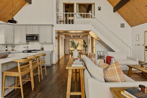 Fernseher, Kamin, Bücher, Arbeitsbereiche